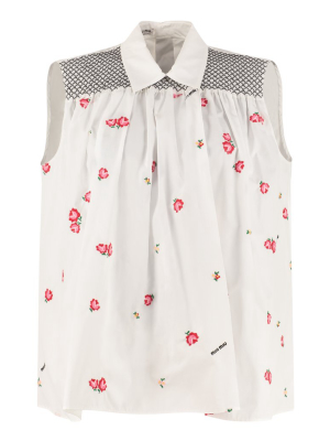 Miu Miu Floral Print Sleeveless Shirt