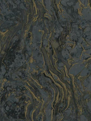 Polished Marble Wallpaper In Black From The Ronald Redding 24 Karat Collection By York Wallcoverings