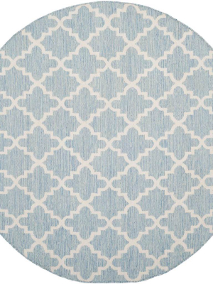 Montauk Quatrefoil Light Blue/ivory Round Rug