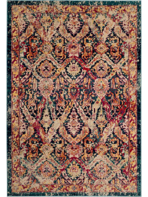 Evoke Bohemian Blue/fuchsia Area Rug