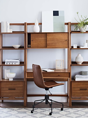 Mid-century Wall Desk & Shelf Set - Narrow