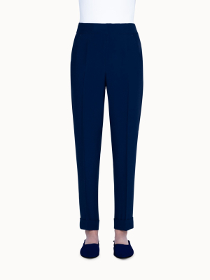 Cuffed Crêpe Pants With Side Zip