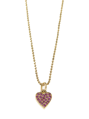 Yellow Gold Ruby Heart Necklace