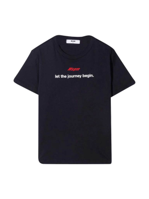 Msgm Kids Logo Print Crewneck T-shirt