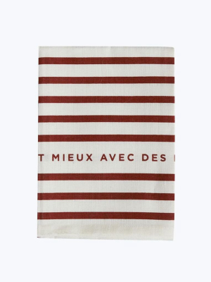 Red Striped Linen Tea Towel