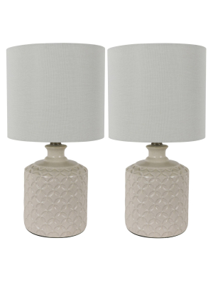 Set Of 2 Della Ceramic Led Table Lamps (includes Energy Efficient Light Bulb) - Decor Therapy