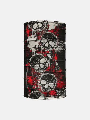 White Black Red Skulls Neck Gaiter