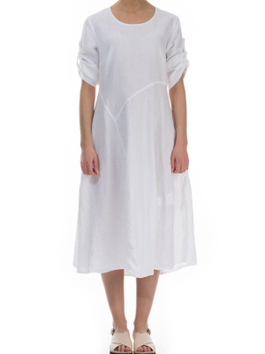 Flared White Linen Dress