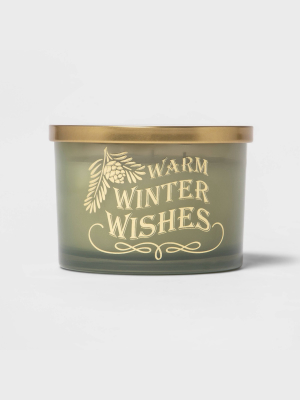 15oz Holiday Sentiment Decal Glass Jar Candle 'warm Winter Wishes' - Threshold™