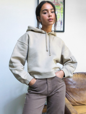 Dr Denim Slouchy Hoodie In Beige