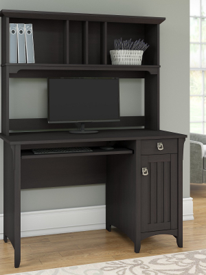 Salinas Mission Style Desk With Hutch Vintage Black - Bush Furniture