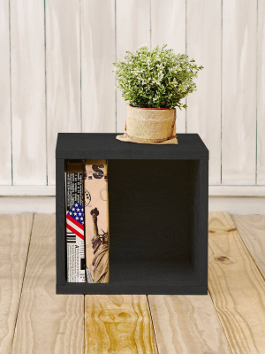 Way Basics Stackable Eco Cube Storage Cubby Organizer Black Wood Grain