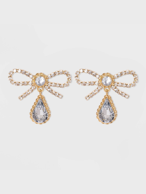 Sugarfix By Baublebar Crystal Bow Drop Earrings - Clear