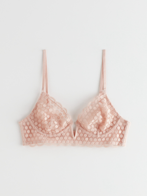 Dotted Lace Underwire Bra