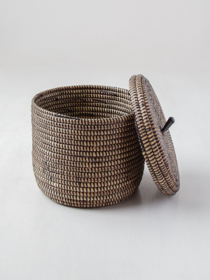 Petite Solid Black Hand Woven Baskets Drew And Garret
