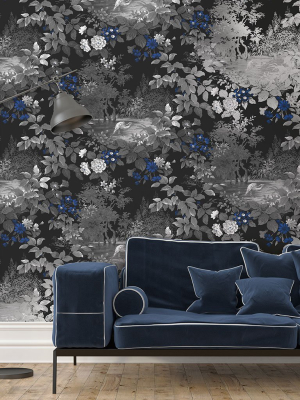 Reflective Pool Wallpaper In Midnight From The Sanctuary Collection By Mayflower Wallpaper