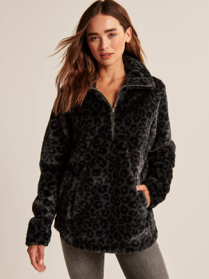 Half-zip Faux Fur Sweatshirt