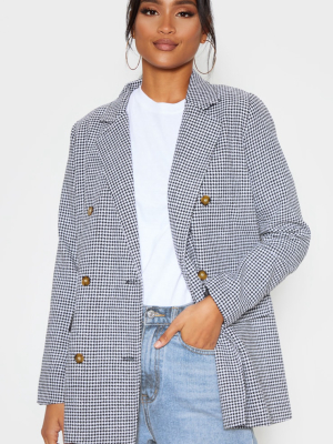 Black Check Print Woven Oversized Blazer