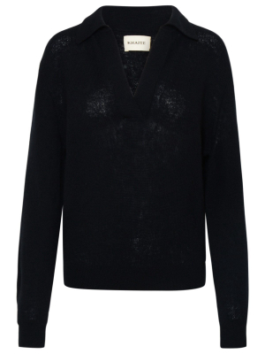 Khaite Jo Open-neck Polo Sweater