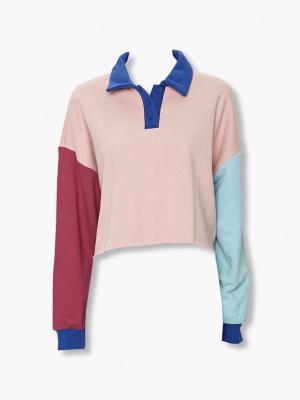 Colorblock Long-sleeve Polo Shirt