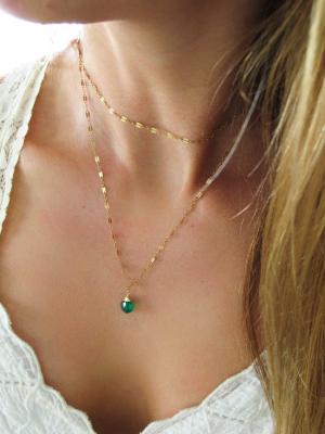 33 Inch Choker Wrap Gemstone Necklace - Green Onyx
