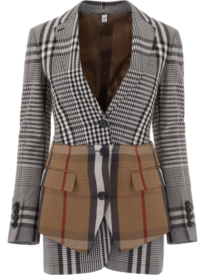 Burberry Tartan Motif Basque Tailored Blazer