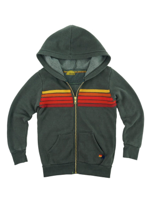 Kid's 5 Stripe Hoodie - Dark Grey // Rainbow