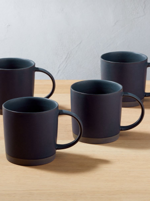 Cast Reactive Glaze Black Mug Set Of 4