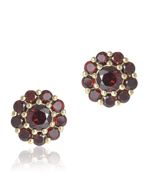 Pave Red Garnet Floret Earrings