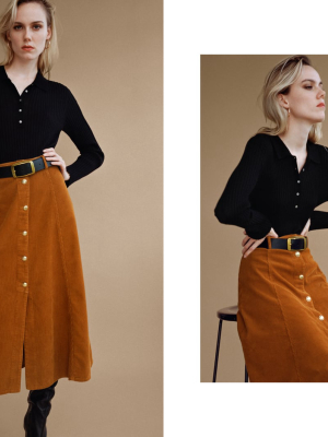 Corduroy Midi Skirt