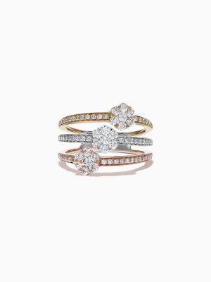 Effy Trio 14k Tri Tone Gold Diamond Clusters Ring, 1.04 Tcw