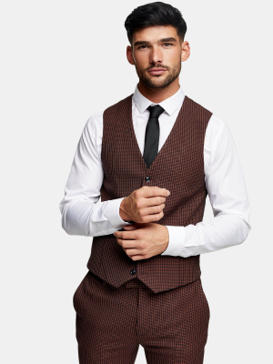 Brown Skinny Fit Suit Vest