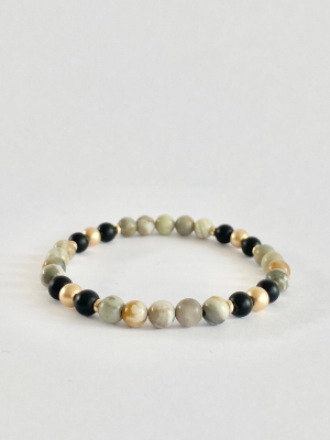 Spiritus Stones The Mr Minty Bracelet With Picasso Jasper, Onyx & 14k Gold