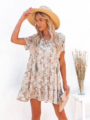 Crystal Clear Floral Metallic Babydoll Tunic