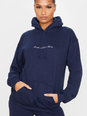 Prettylittlething Navy Embroidered Oversized...