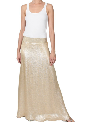 Metallic Silk Blend A Line Skirt