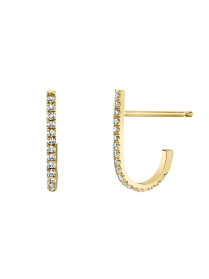 Pave J Stud Earrings