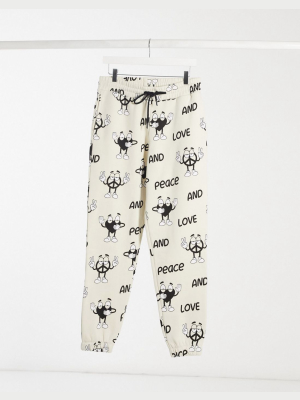 Crooked Tongues Co-ord Unisex Sweatpants With Peace Print