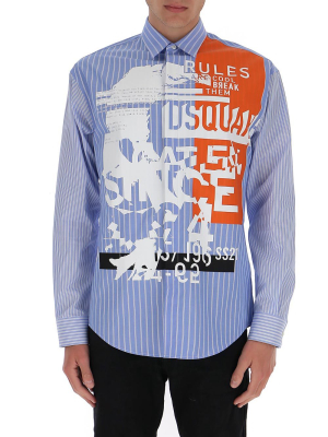 Dsquared2 Graphic Print Striped Shirt