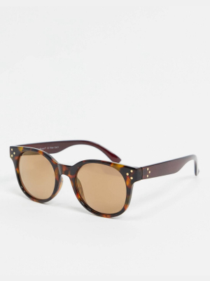 Aj Morgan Round Sunglasses In Tort