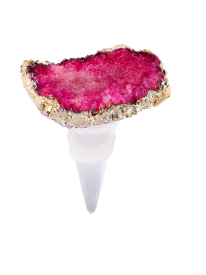 Gem Druzy Stone Bottle Stopper, Pink - Pink - Shiraleah