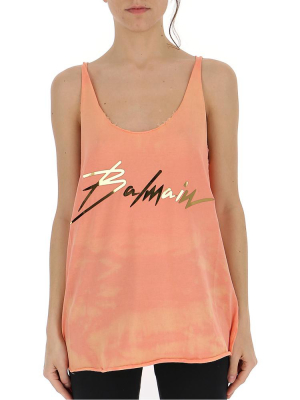 Balmain Tie-dye Print Logo Tank Top