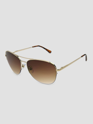 Women's Aviator Metal Shiny Sunglasses - A New Day™ Gold