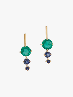 Emerald & Sapphire Dot Earrings