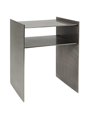 Noir Cyrus Antique Silver Finish Side Table