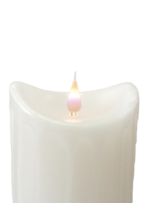 Melrose 5.25" Prelit Led Simplux Dripping Wax Flameless Pillar Candle With Moving Flame - White