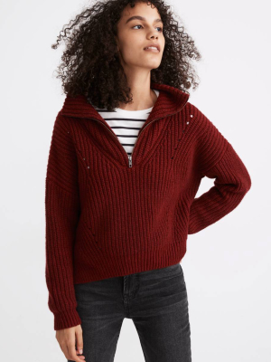 Pointelle Half-zip Pullover Sweater