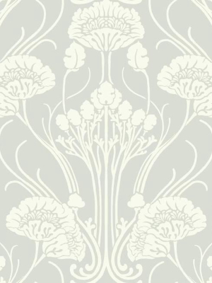 Nouveau Damask Wallpaper In Grey And Ivory From The Deco Collection By Antonina Vella For York Wallcoverings