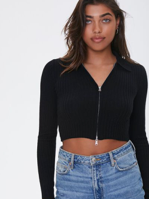 Ribbed Zip-up Top