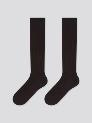 Women Ribbed Heattech Knee High Socks (2 Pairs)